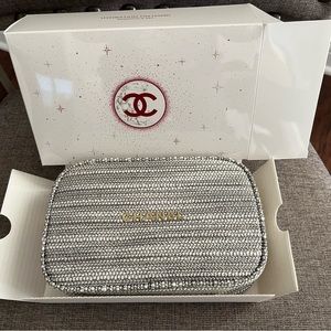 Chanel 2022 Holiday Silver/gold tweed Cosmetic bag ONLY